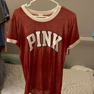 red / pink with white trim PINK tee shirt